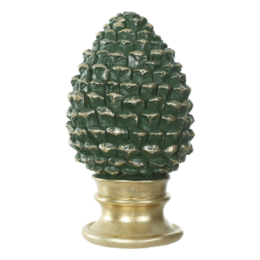 RESINA NATAL PINHA DECORATIVA (VERDE DOURADO) 13X8cm