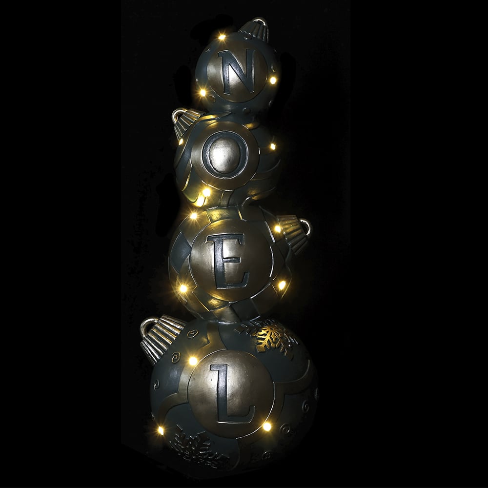 RESINA NATAL TORRE DE BOLAS NOEL C/LED (VERDE) 49,5X20,5X24cm