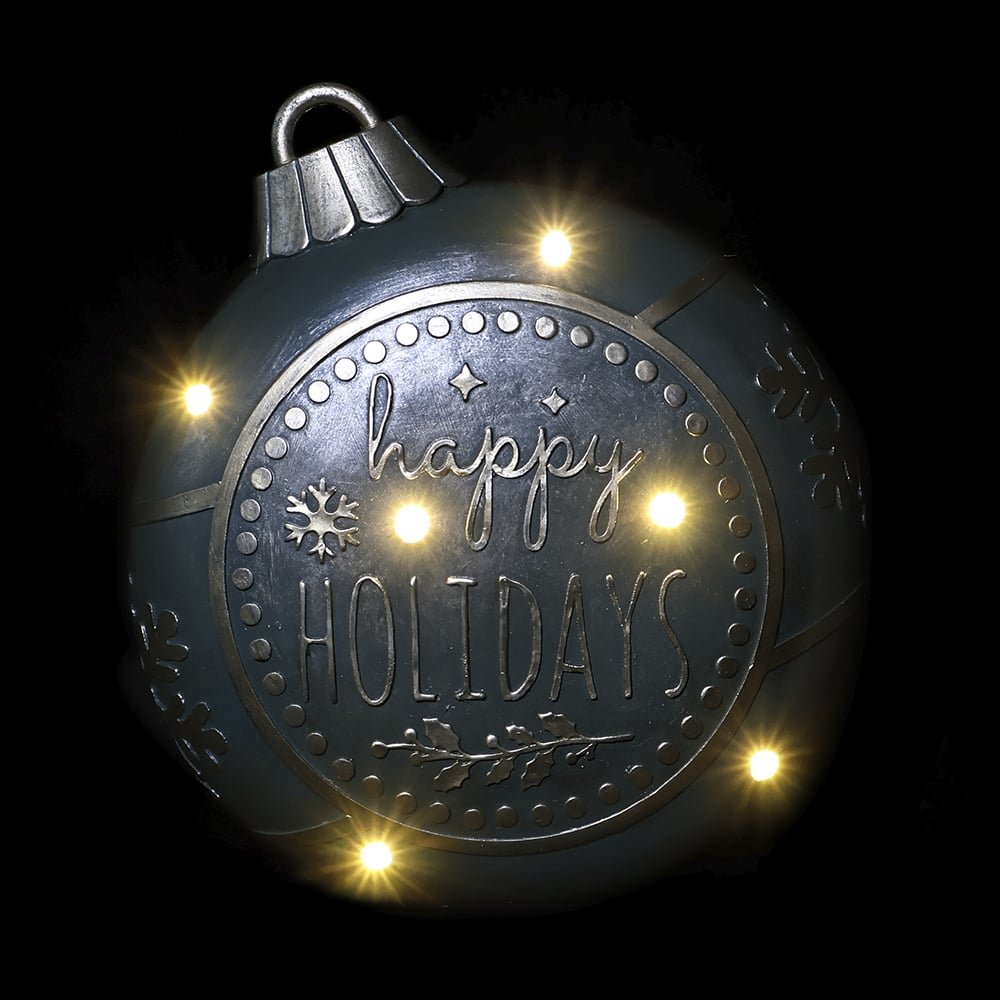 RESINA NATAL BOLA DECORATIVA C/LED (VERDE) 20X18cm