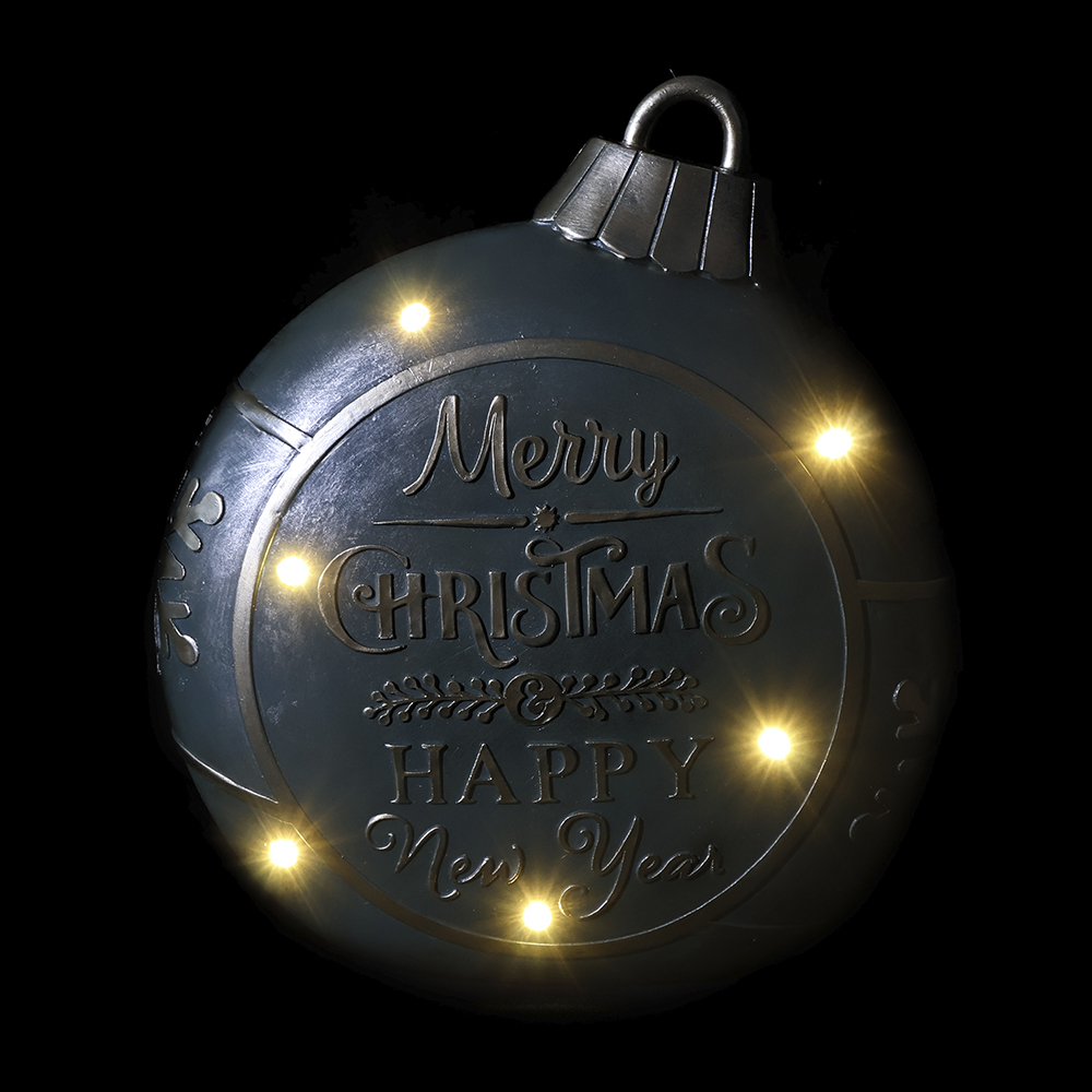 RESINA NATAL BOLA DECORATIVA C/LED (VERDE) 26X23cm
