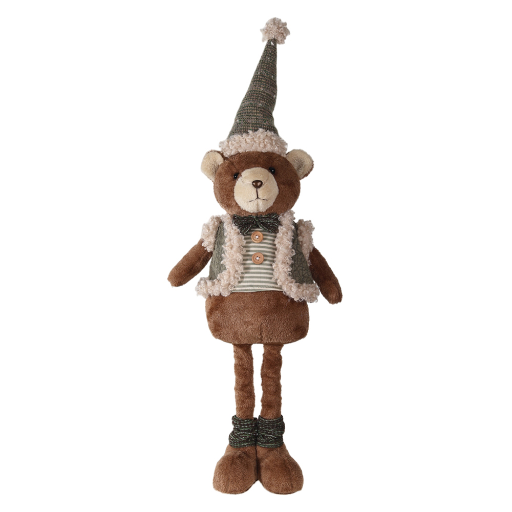 BONECO NATAL URSO MACHO EM PE C/EXTENSOR (MARROM VERDE) 77X24cm