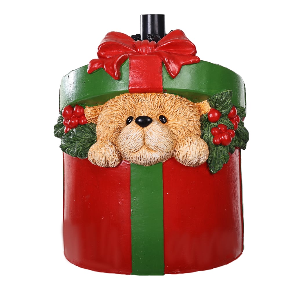 BASE DE ARVORE NATAL PRESENTE URSO (VERMELHO VERDE) 35,5X31cm