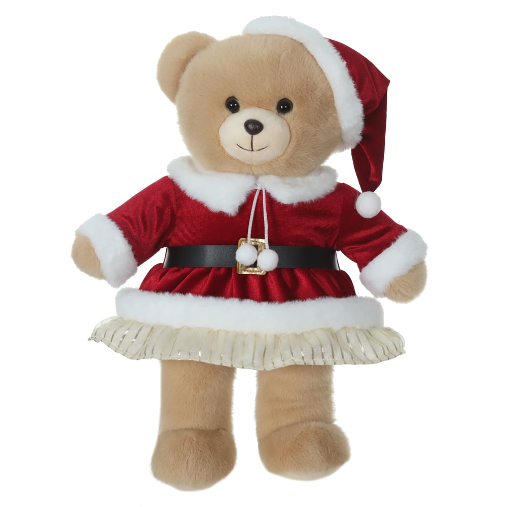 BONECO NATAL URSO DECORATIVO FEMEA (VERMELHO BRANCO) 40cm