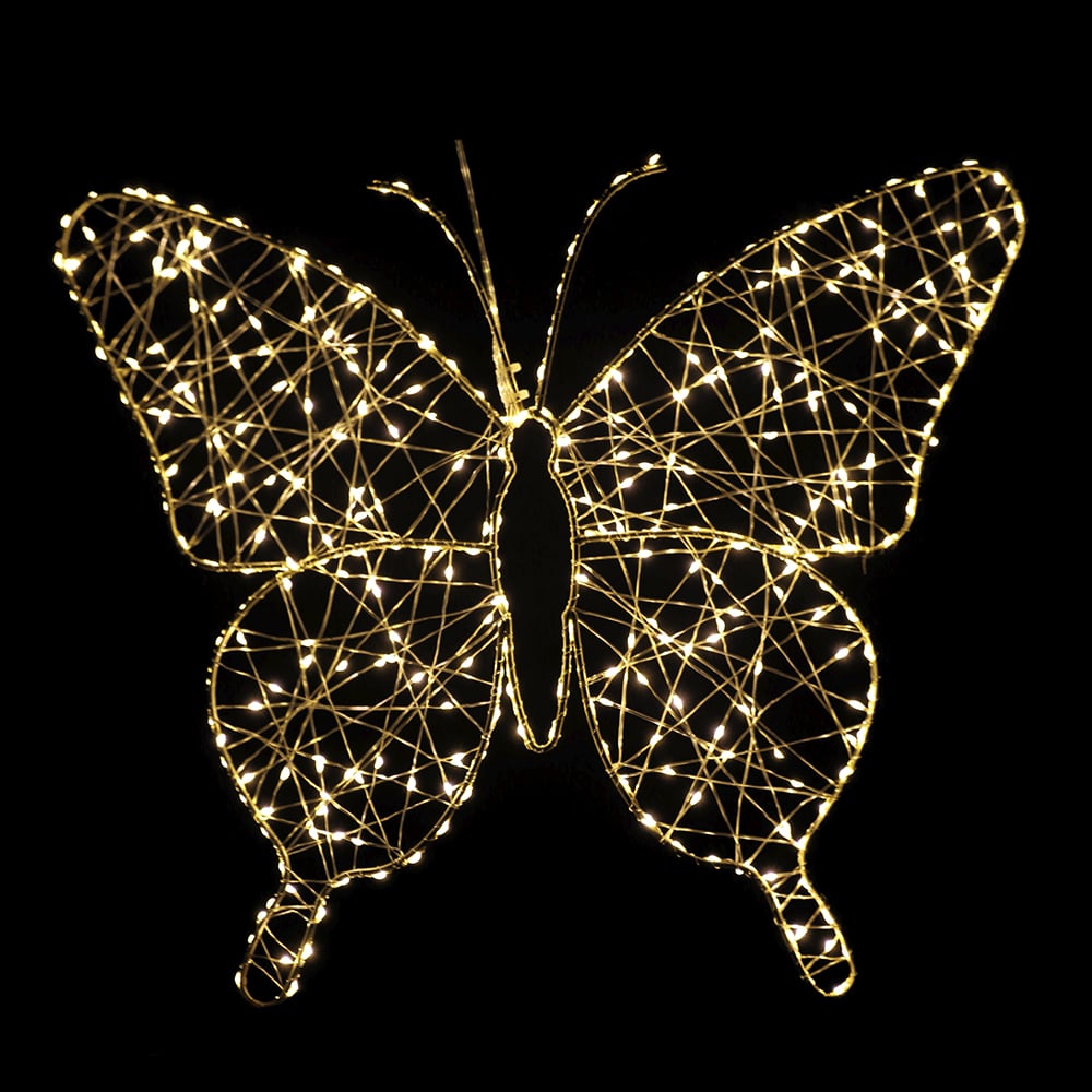 BORBOLETA ARAMADA 360 LED BIVOLT C/STROBO (BRANCO QUENTE) 40X50cm