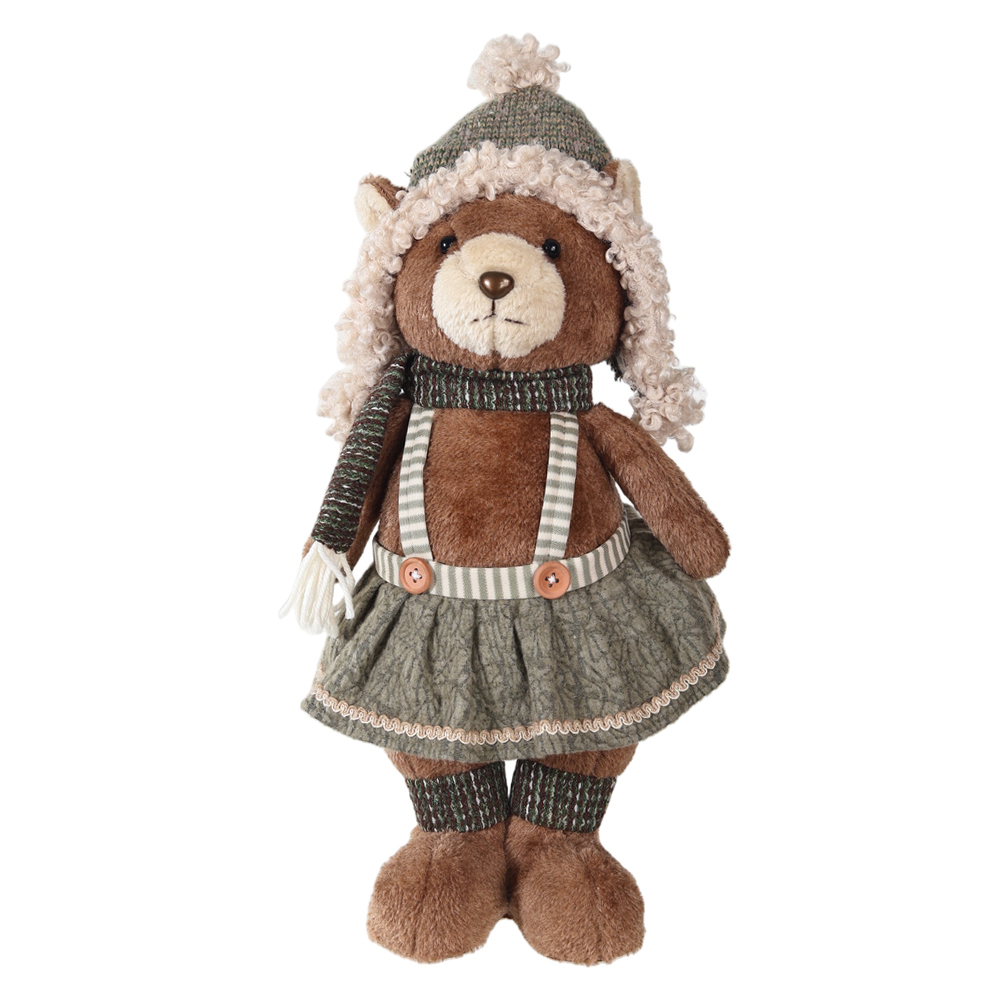 BONECO NATAL URSO FEMEA EM PE (MARROM VERDE) 41X20cm