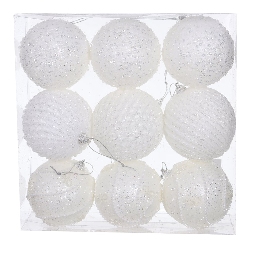 BOLAS DECORADAS C/9 (BRANCO) 8D