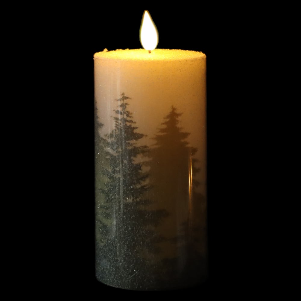 VELA LED CERA. ARVORES A PILHA (VERDE BRANCO) 15cm 7,5D