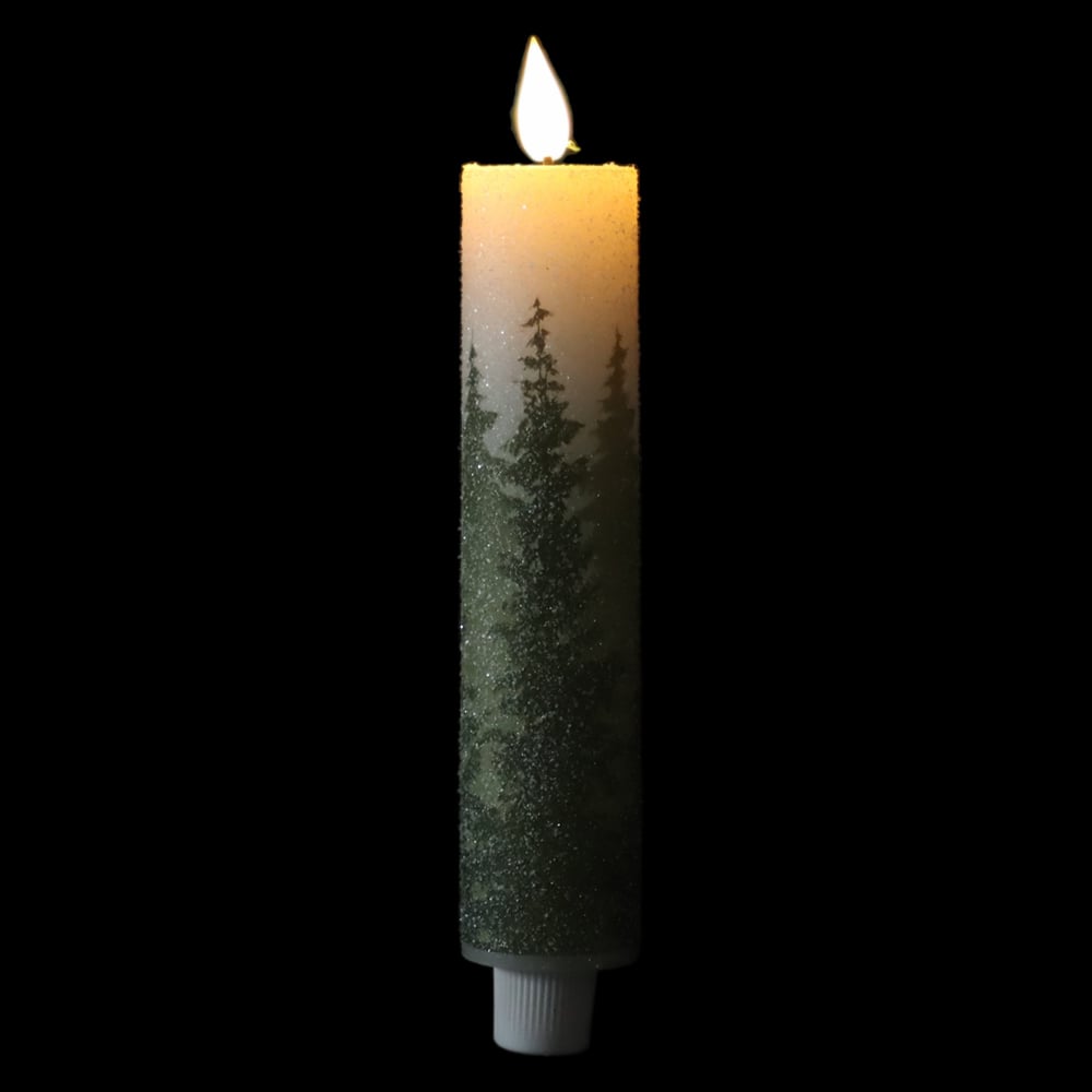 VELA LED CERA. ARVORES A PILHA (VERDE BRANCO) 21cm 4D
