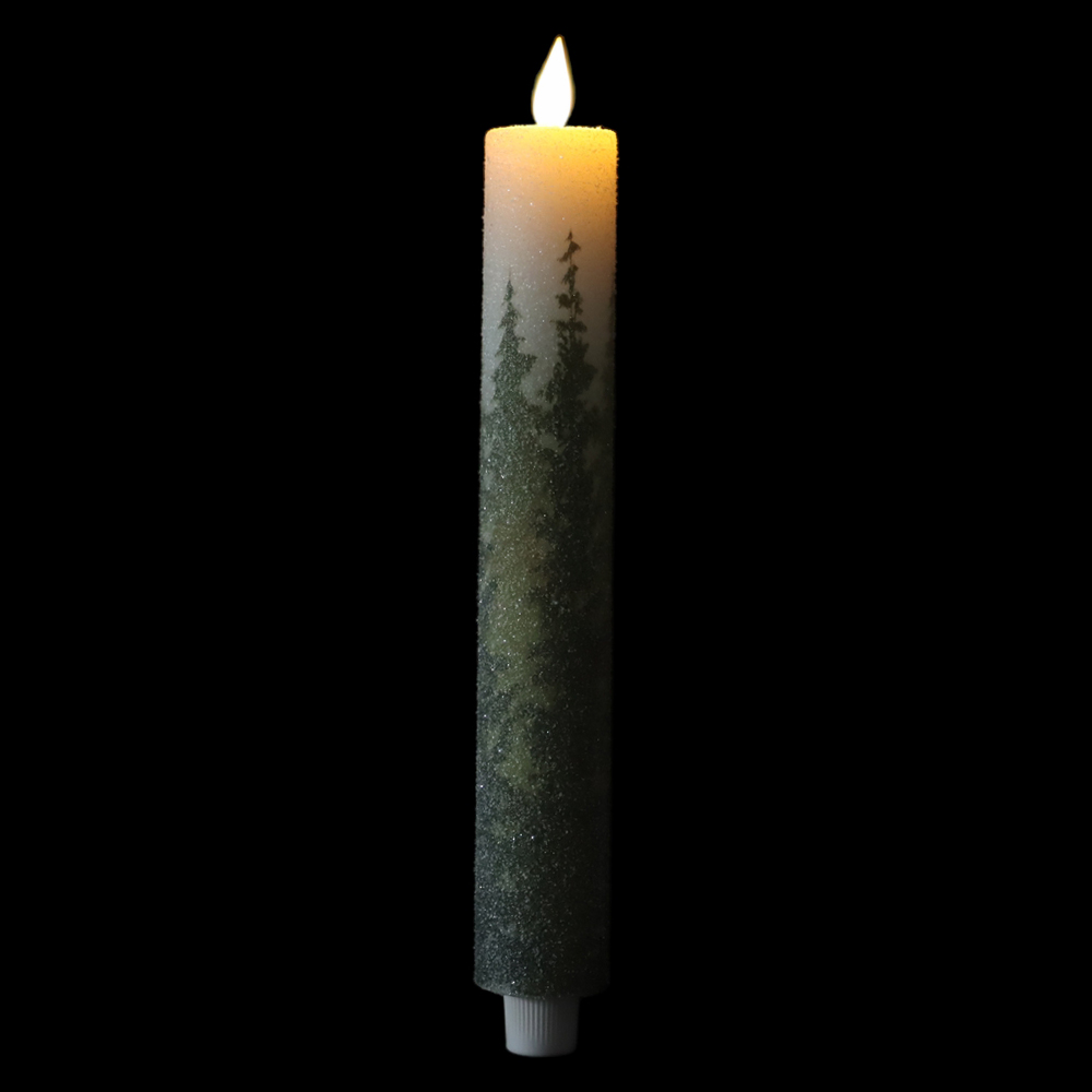 VELA LED CERA. ARVORES A PILHA (VERDE BRANCO) 29cm 4D