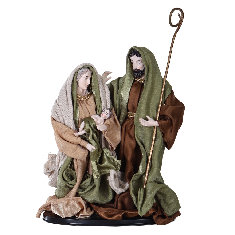 RESINA SACRA SAGRADA FAMILIA (VERDE MARROM) 25cm