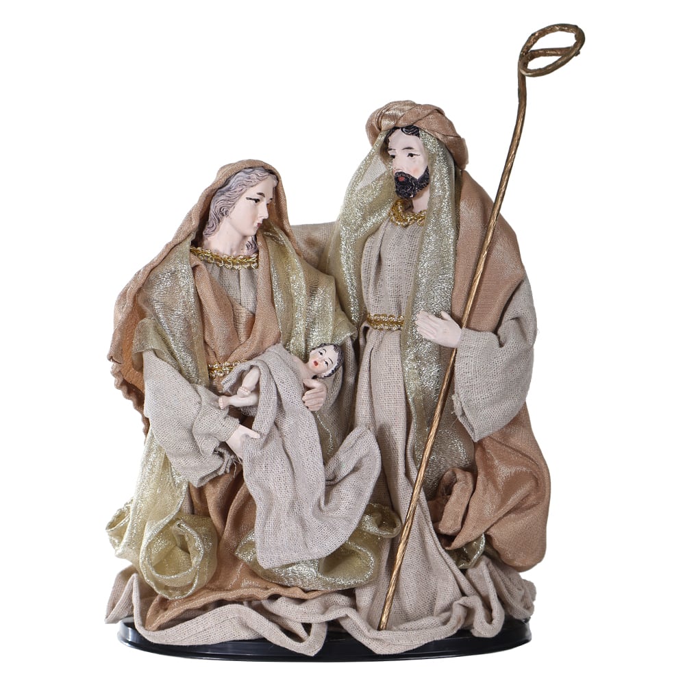 RESINA SACRA SAGRADA FAMILIA (BEGE DOURADO) 25cm