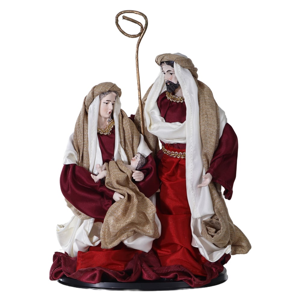 RESINA SACRA SAGRADA FAMILIA (DOURADO VERMELHO) 25cm