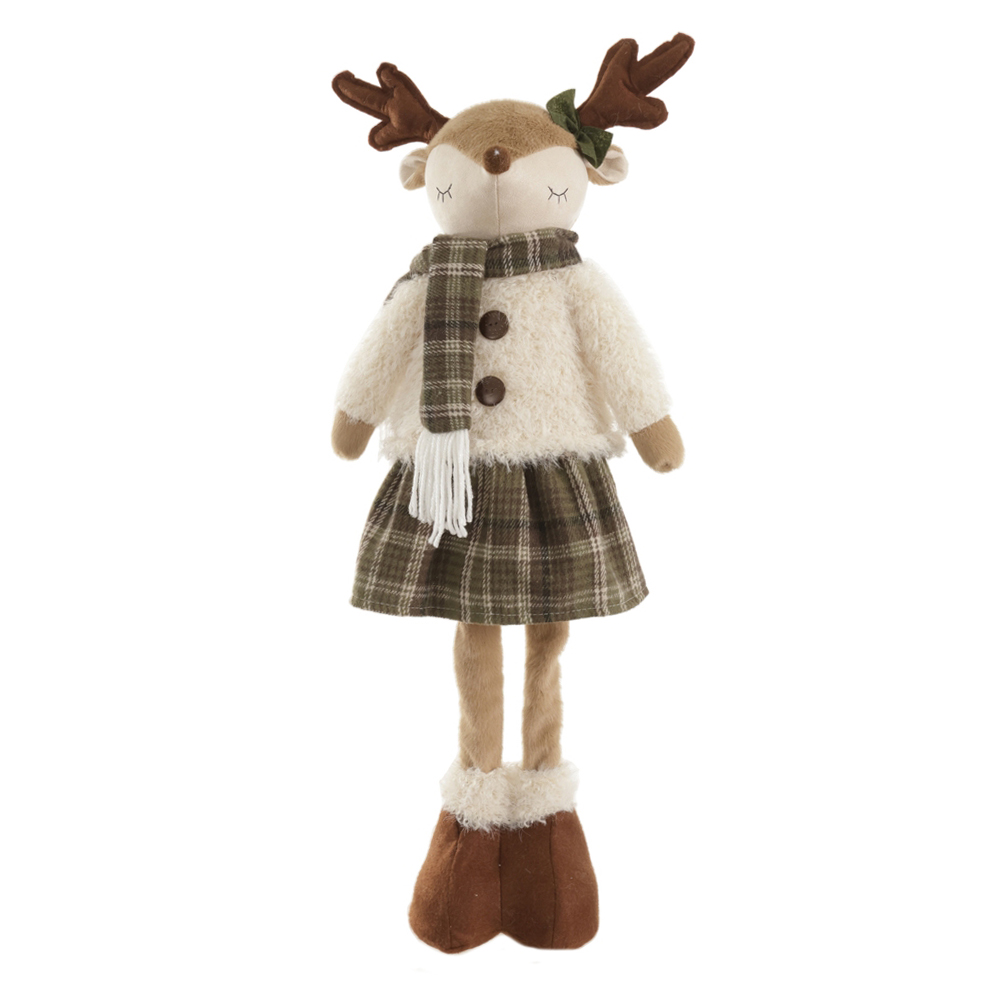 BONECO NATAL RENA FEMEA EM PE (VERDE BEGE) 70X28cm
