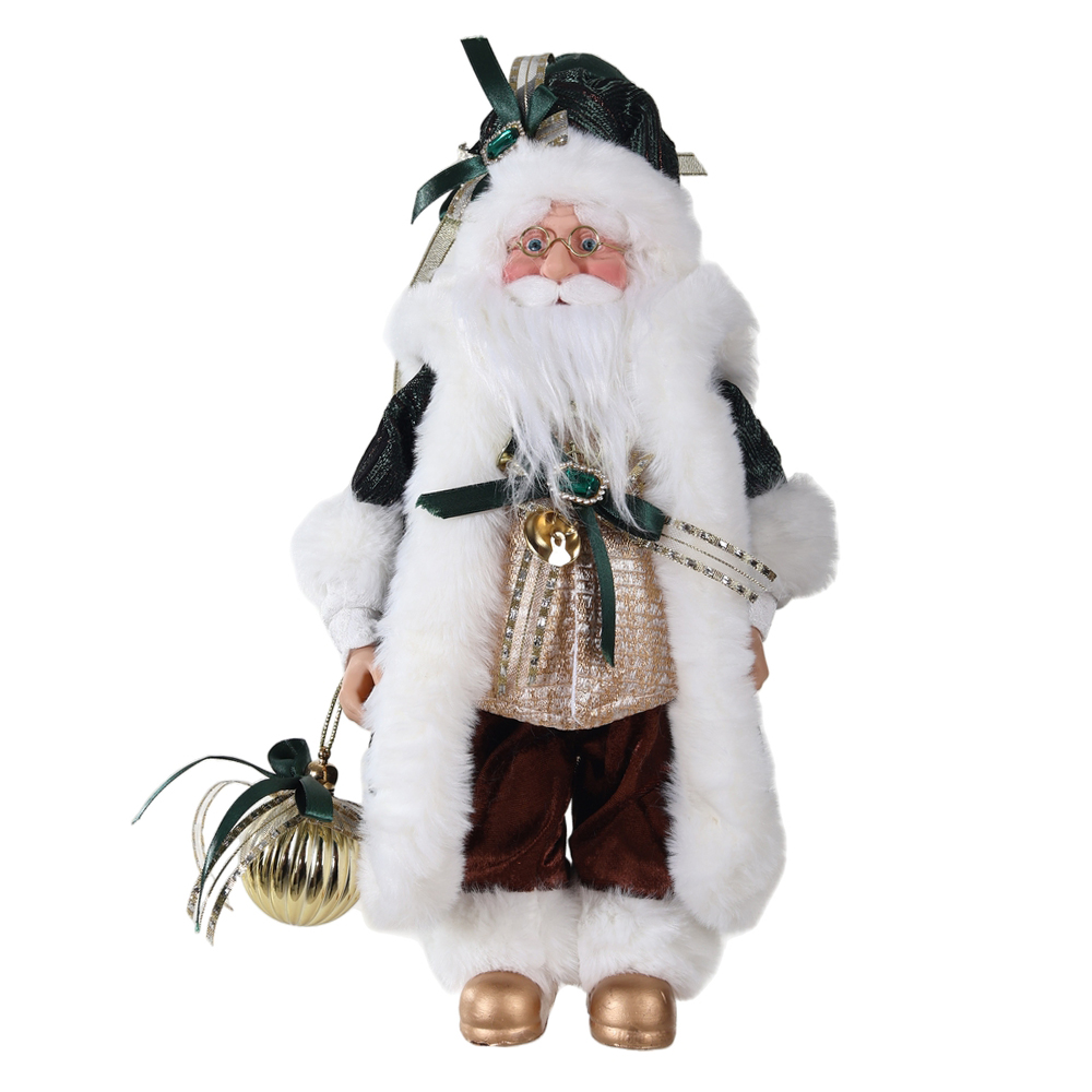 PAPAI NOEL NATAL EM PE (VERDE DOURADO) 30cm