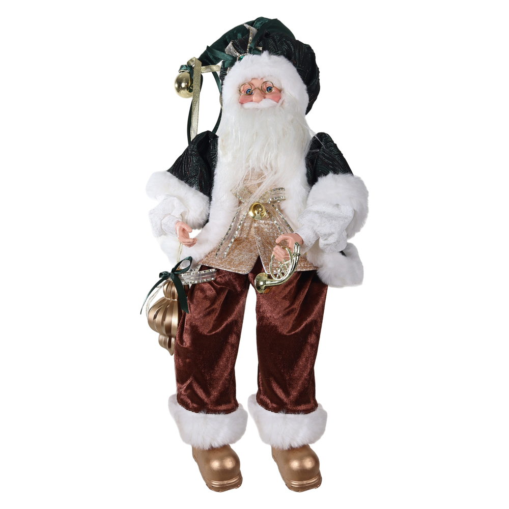 PAPAI NOEL NATAL SENTADO (VERDE DOURADO) 45cm