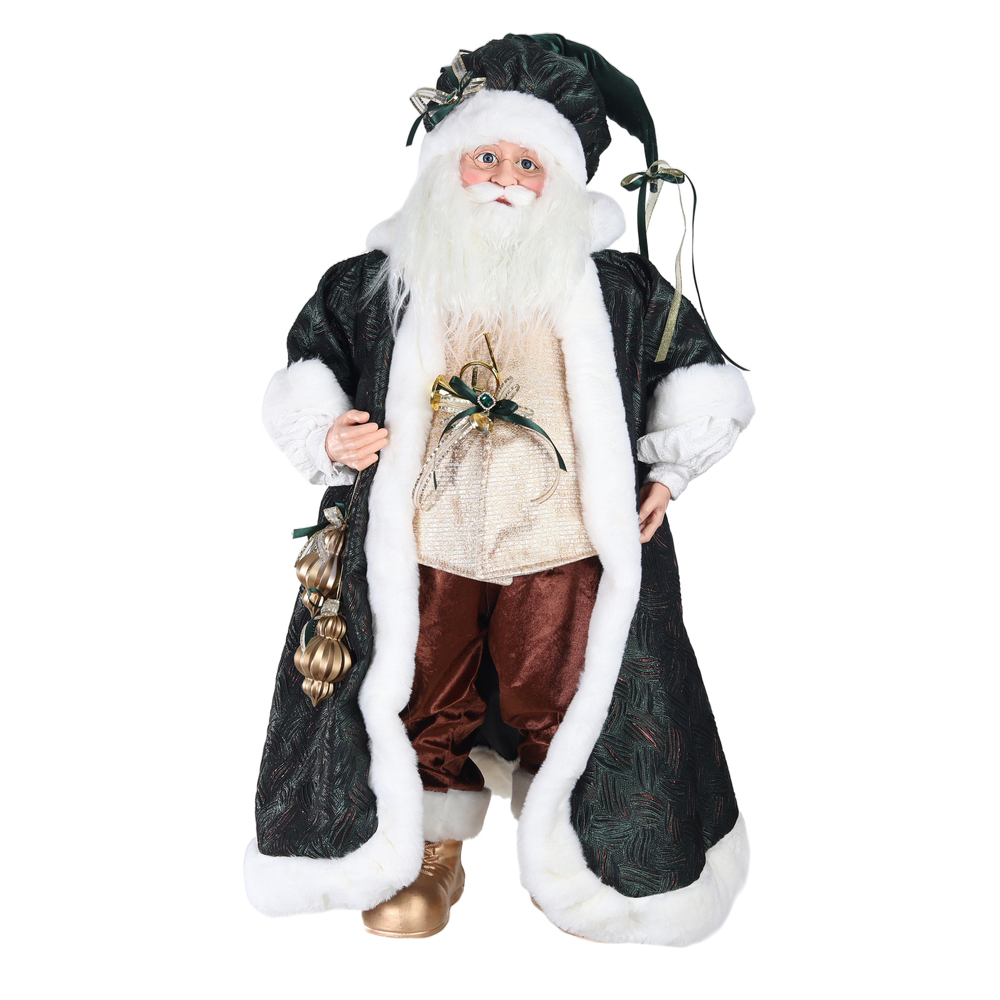 PAPAI NOEL NATAL EM PE (VERDE DOURADO) 80cm