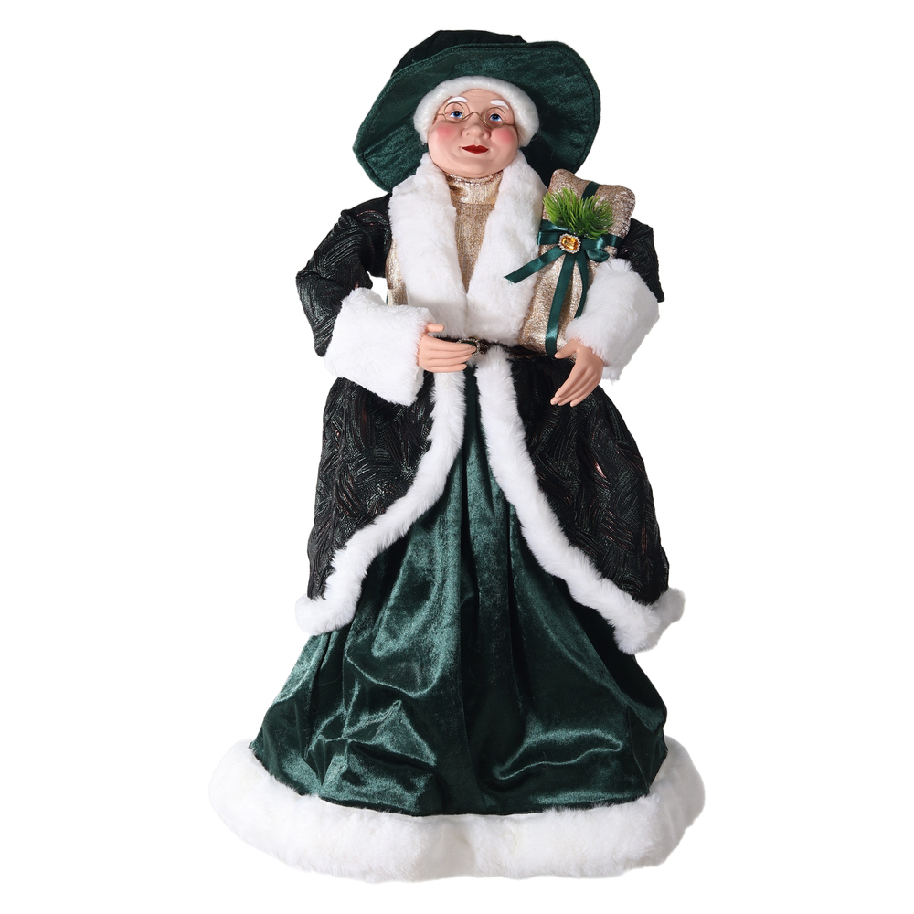 MAMAE NOEL NATAL EM PE (VERDE DOURADO) 60cm