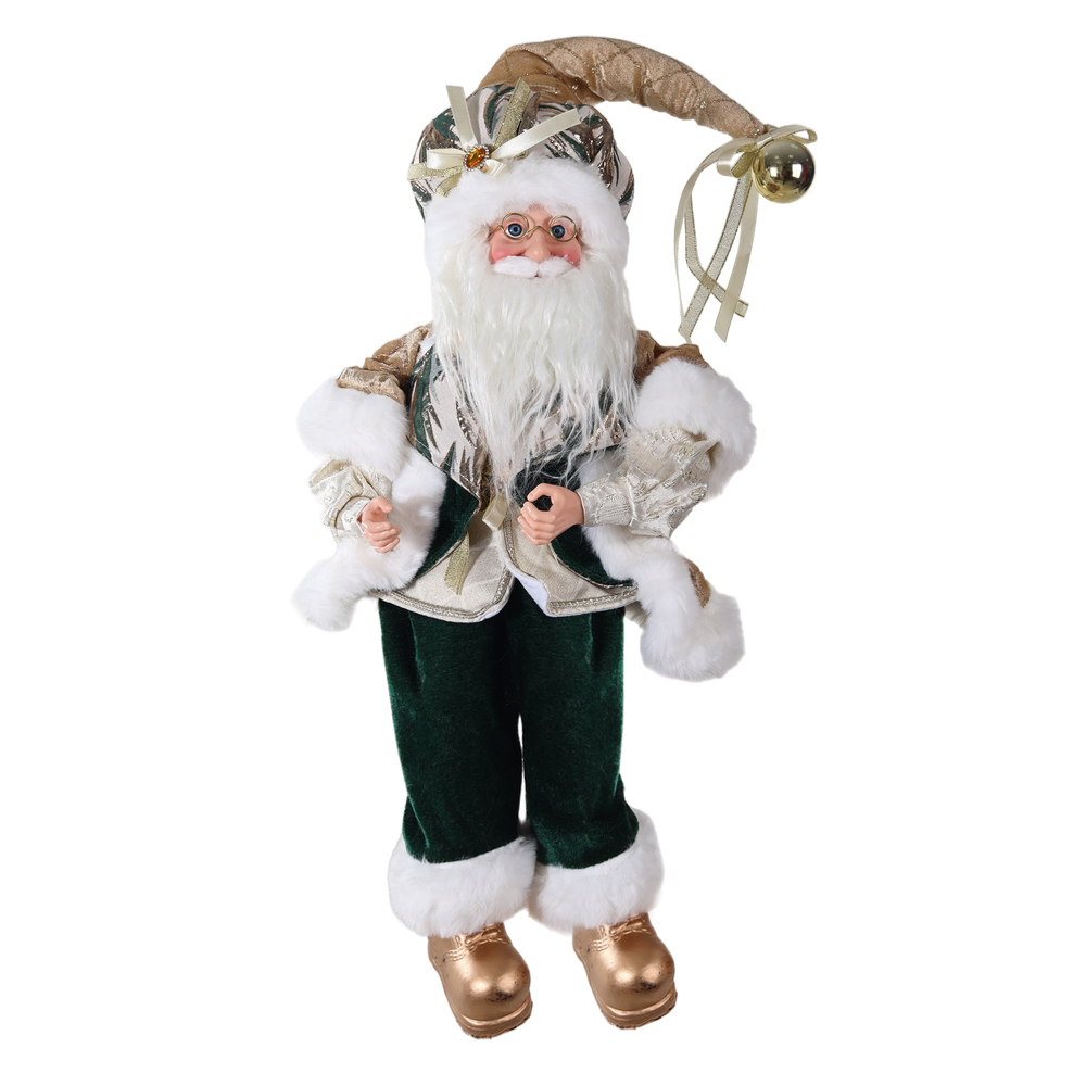 PAPAI NOEL NATAL SENTADO (DOURADO VERDE) 45cm