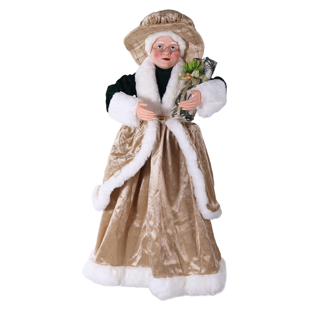 MAMAE NOEL NATAL EM PE (DOURADO VERDE) 60cm
