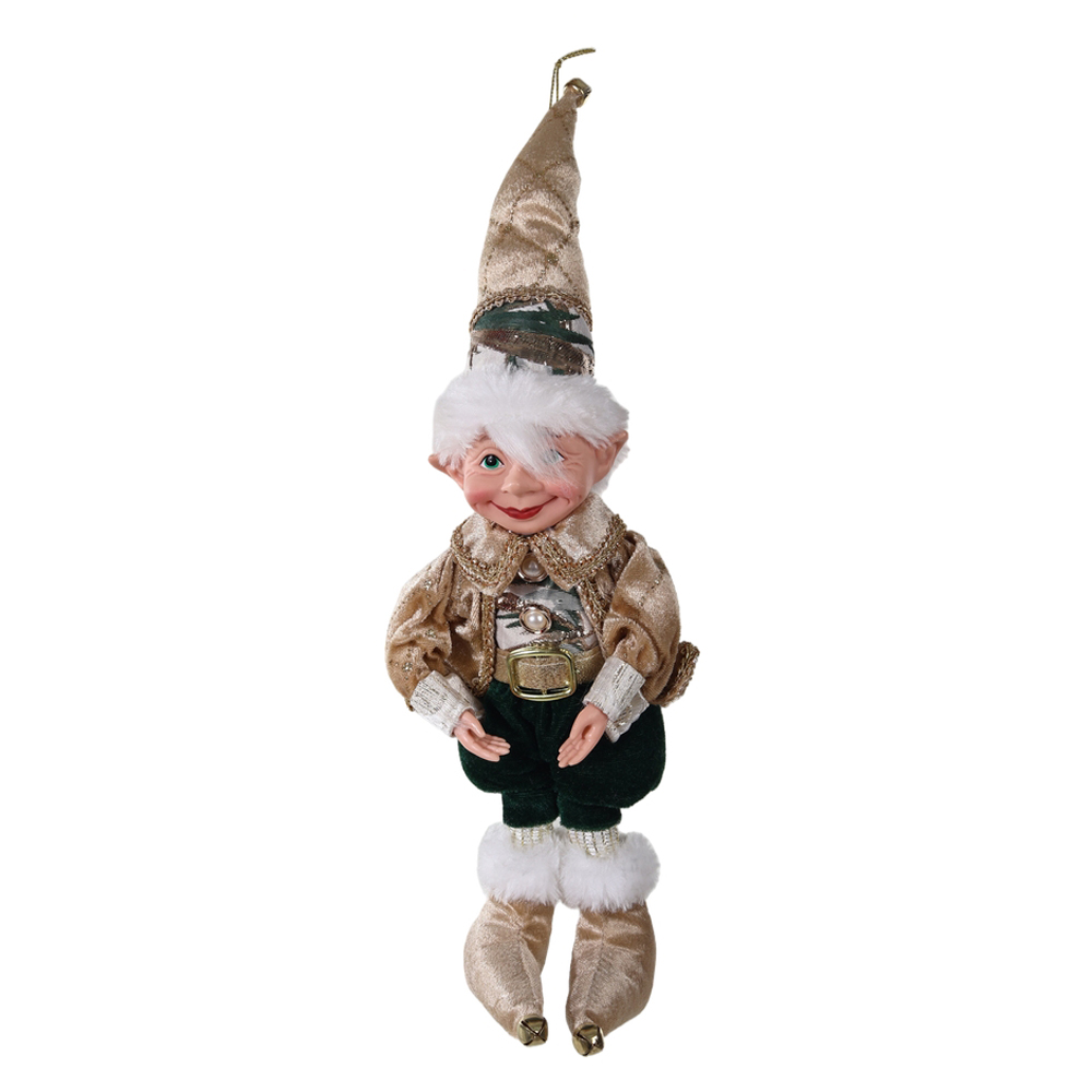 BONECO NATAL ELFO (DOURADO VERDE) 30cm