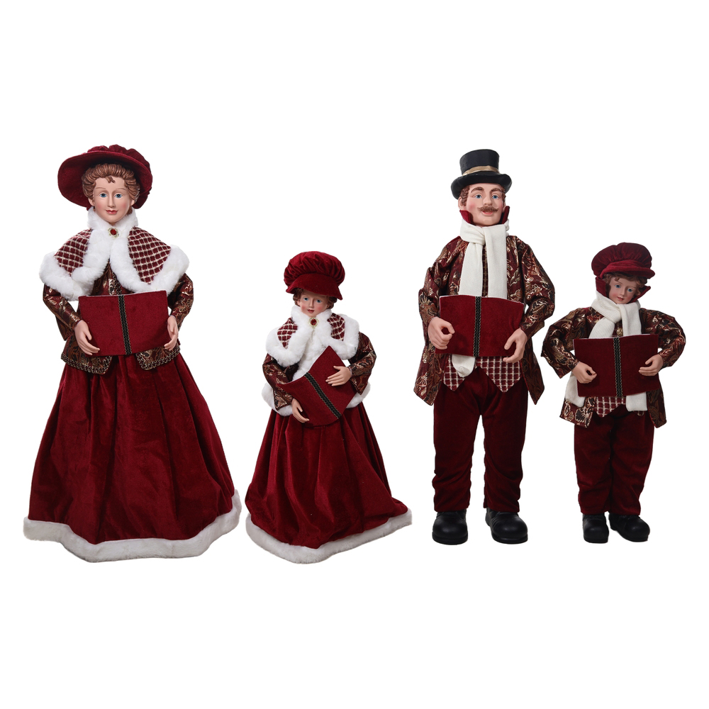 BONECO NATAL FAMILIA CORAL C/4 PCS (VERMELHO) 95cm