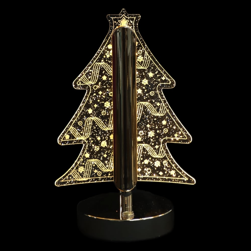 LUMINARIA DE MESA LED ARVORE DE NATAL TOUCH E 3 FUNC C/USB (DOURADO) 23cm