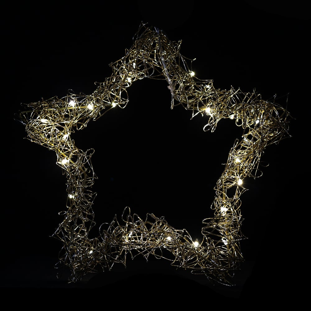 ESTRELA 25 LED USO EXTERNO BIVOLT C/LUZ FIXA (DOURADO) 28X4,5cm