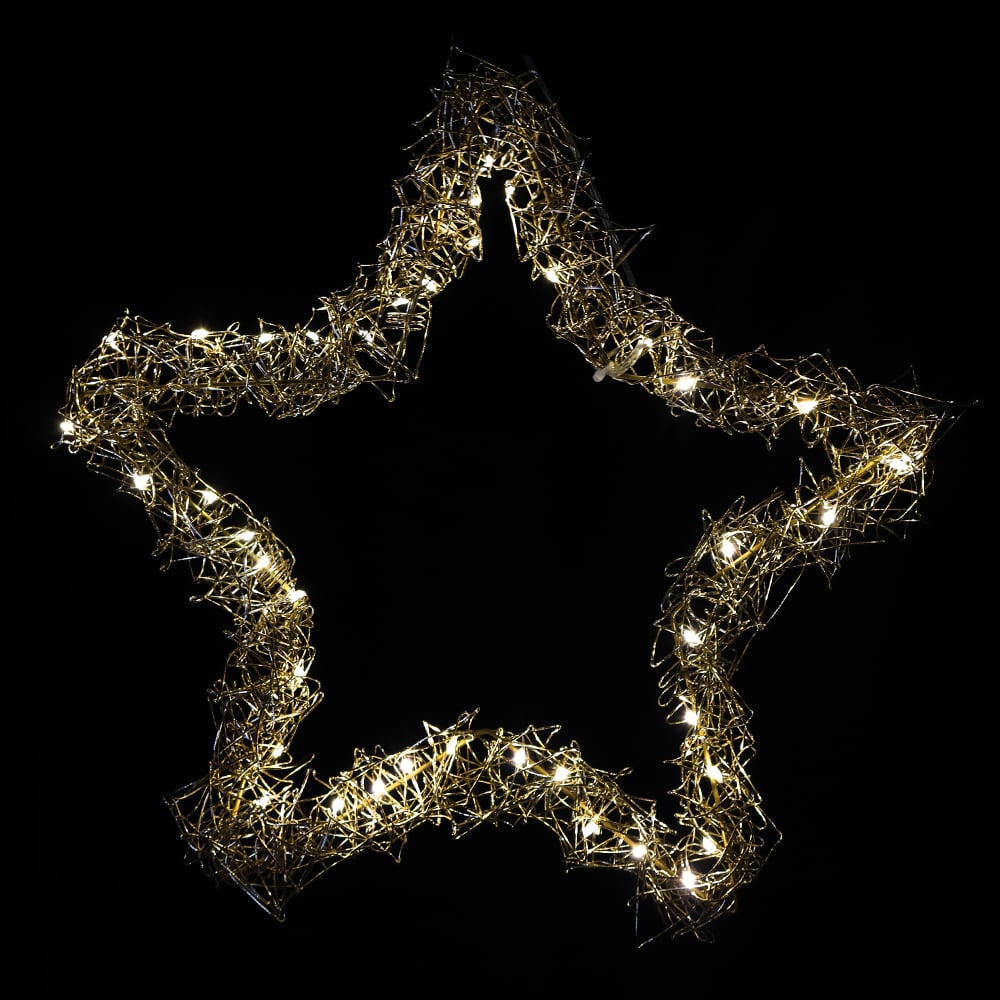 ESTRELA 40 LED USO EXTERNO BIVOLT C/LUZ FIXA (DOURADO) 38X4,5cm