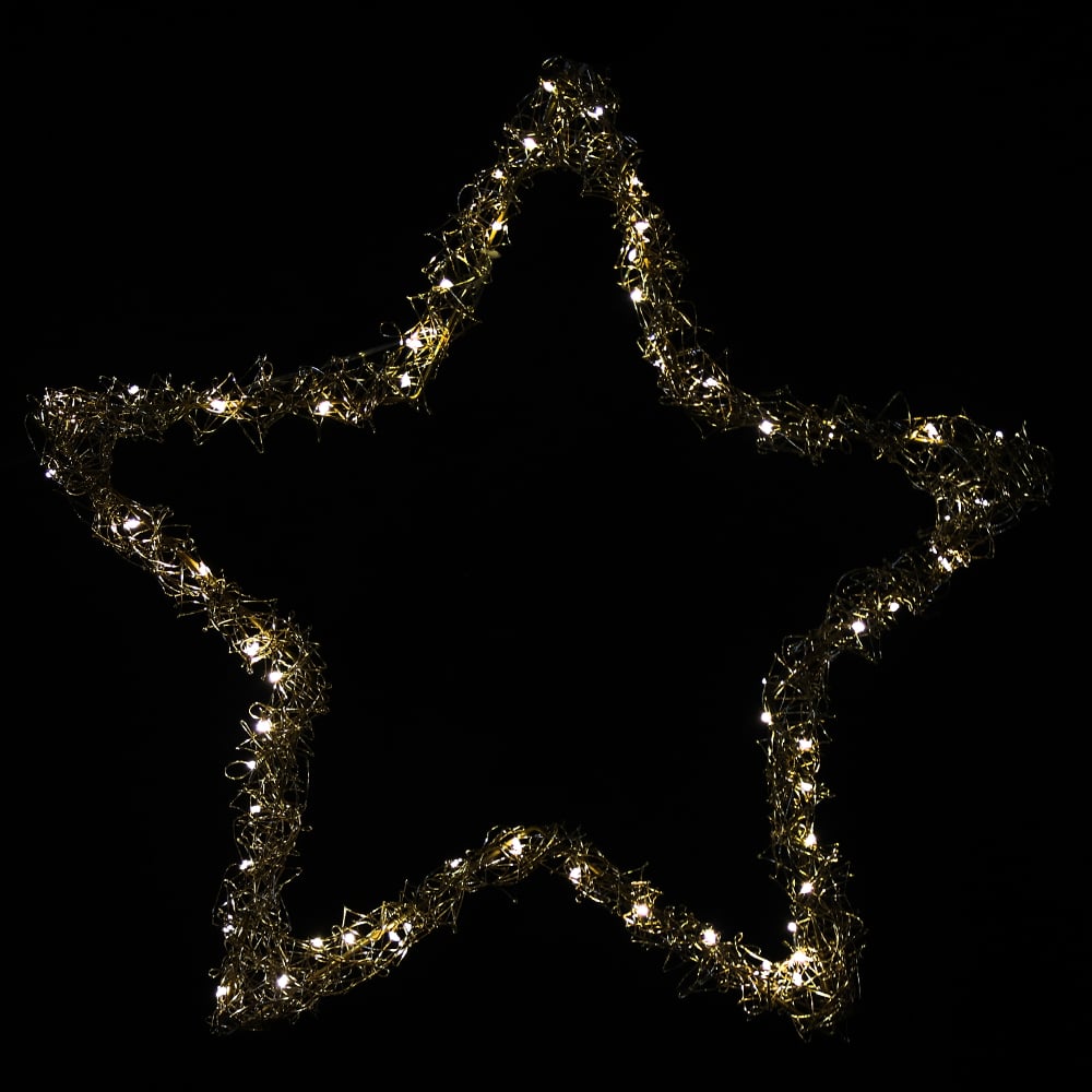 ESTRELA 60 LED USO EXTERNO BIVOLT C/LUZ FIXA (DOURADO) 58X4,5cm