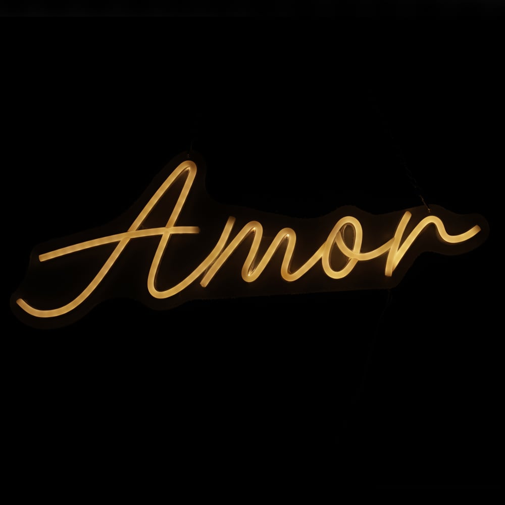 PLACA NEON AMOR. BIVOLT C/LUZ FIXA (BRANCO QUENTE) 19X51cm
