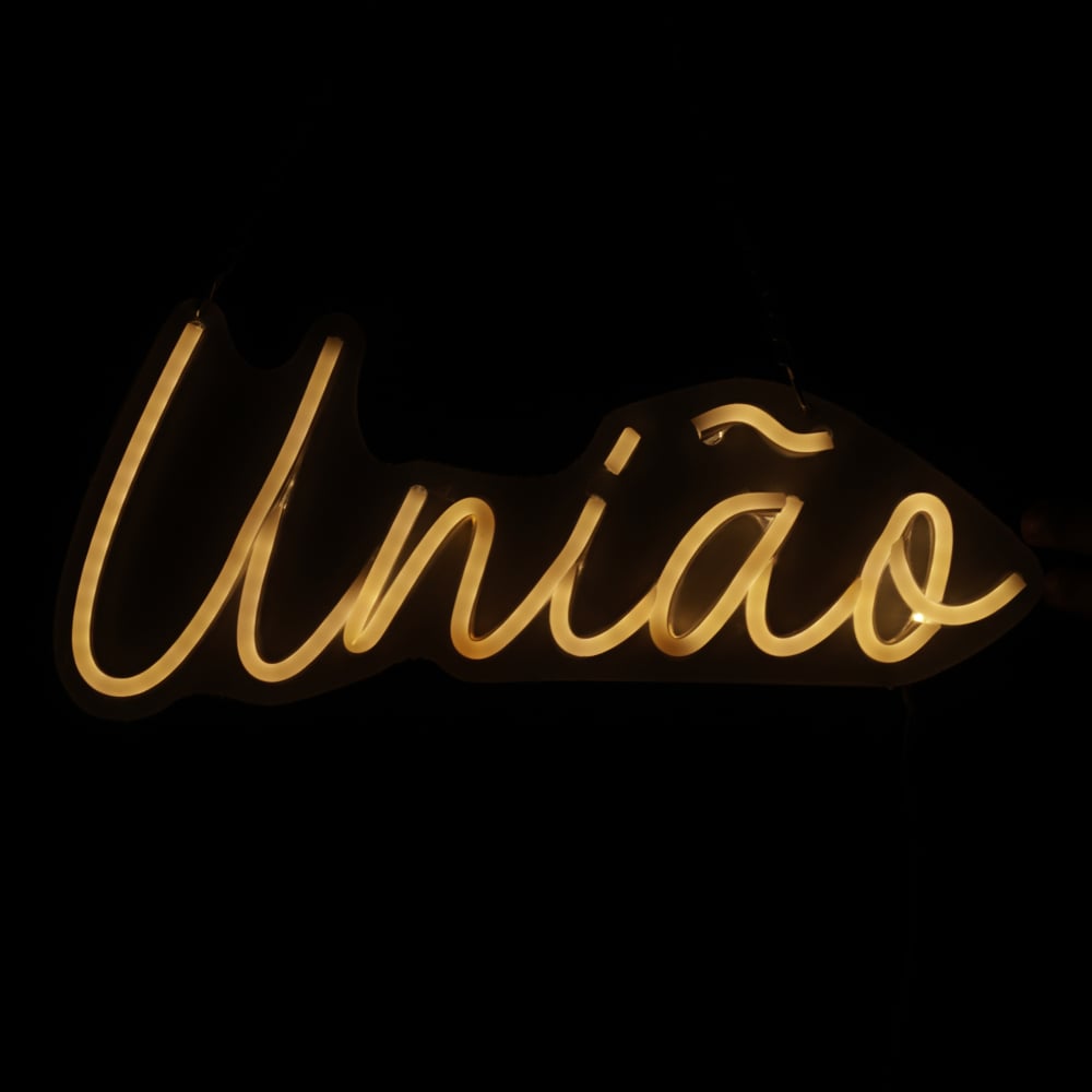 PLACA NEON UNIAO BIVOLT C/LUZ FIXA (BRANCO QUENTE) 18X40cm
