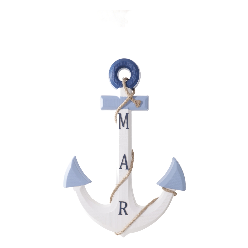 ENFEITE ANCORA NATAL (BRANCO AZUL) 58X40cm
