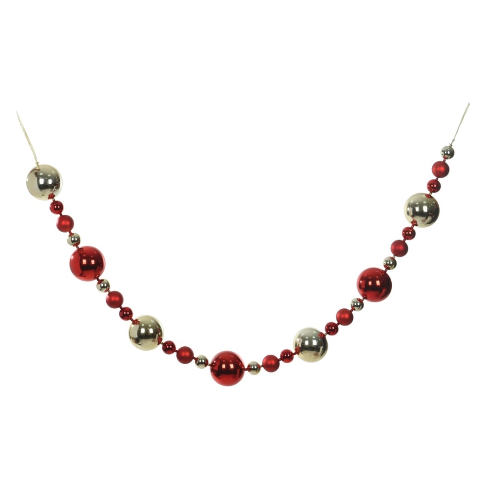 CORDAO DE BOLAS NATAL (VERMELHO DOURADO) 1,8m