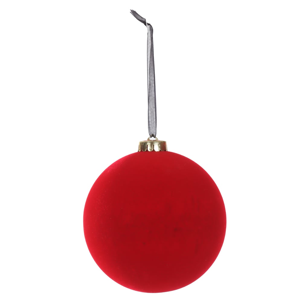 BOLAS DECORADAS AVELUDADA NATAL (VERMELHO) 12D