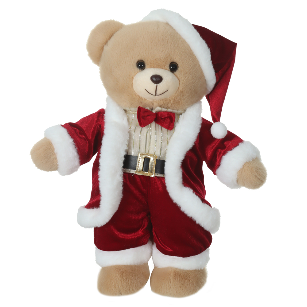 BONECO NATAL URSO DECORATIVO MACHO (VERMELHO BRANCO) 40cm