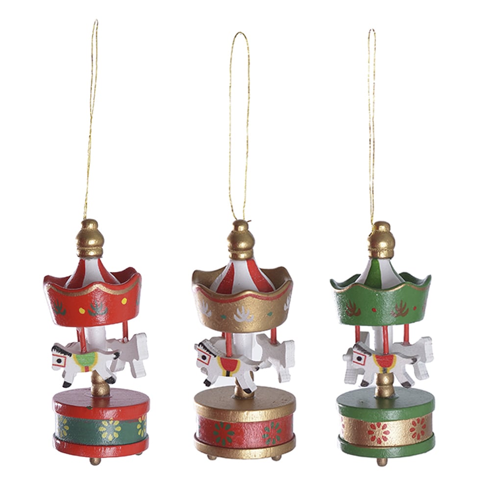 KIT ENFEITE CARROSSEL NATAL C/6 (COLORIDO) 8,5X3,5X21cm