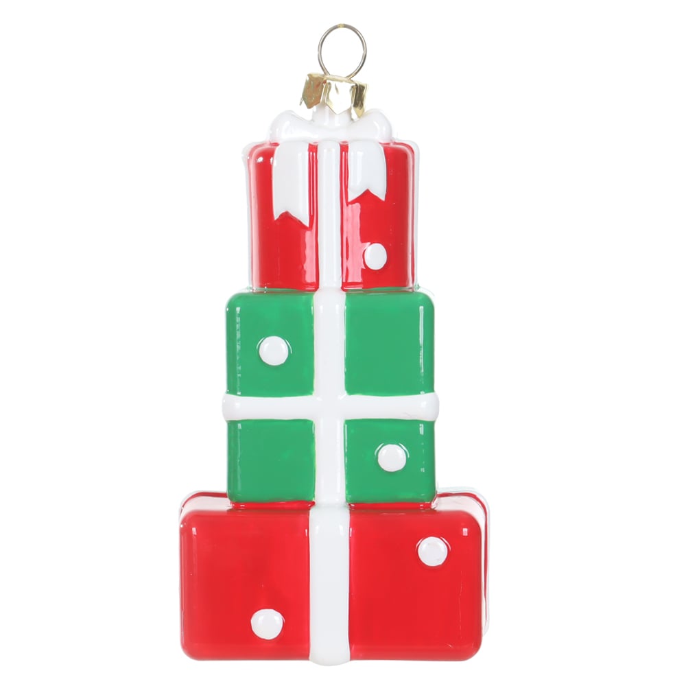 ENFEITE PRESENTES NATAL (VERMELHO BRANCO) 12cm
