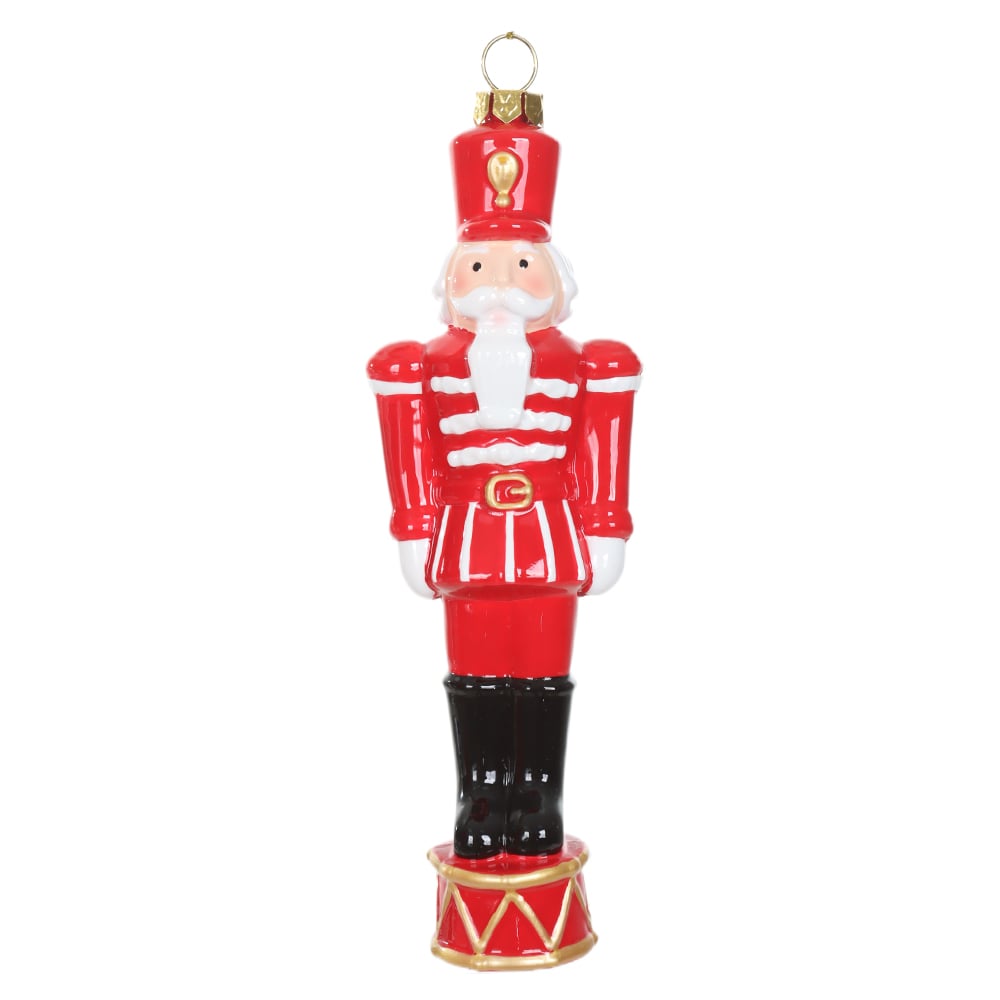 ENFEITE QUEBRA NOZES NATAL (VERMELHO BRANCO) 12cm