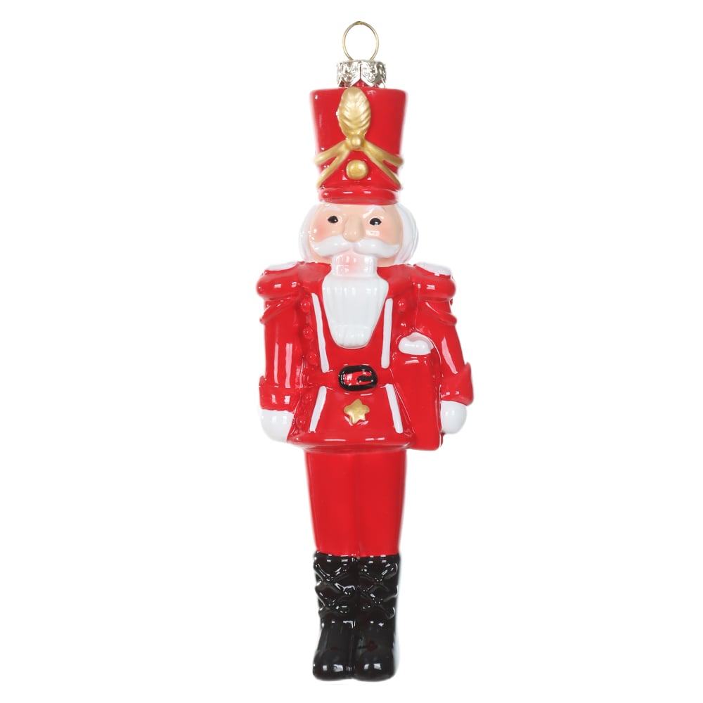 ENFEITE QUEBRA NOZES NATAL (VERMELHO BRANCO) 12cm