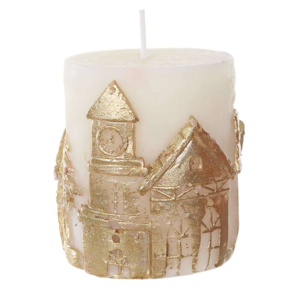 NATAL VELA  DECORATIVA 7X5X5cm (BRANCO DOURADO)