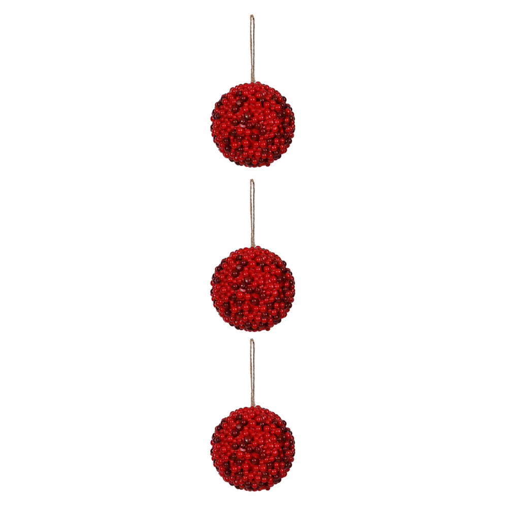 BOLAS DECORADAS NATAL C/3 (vermelho) 10D