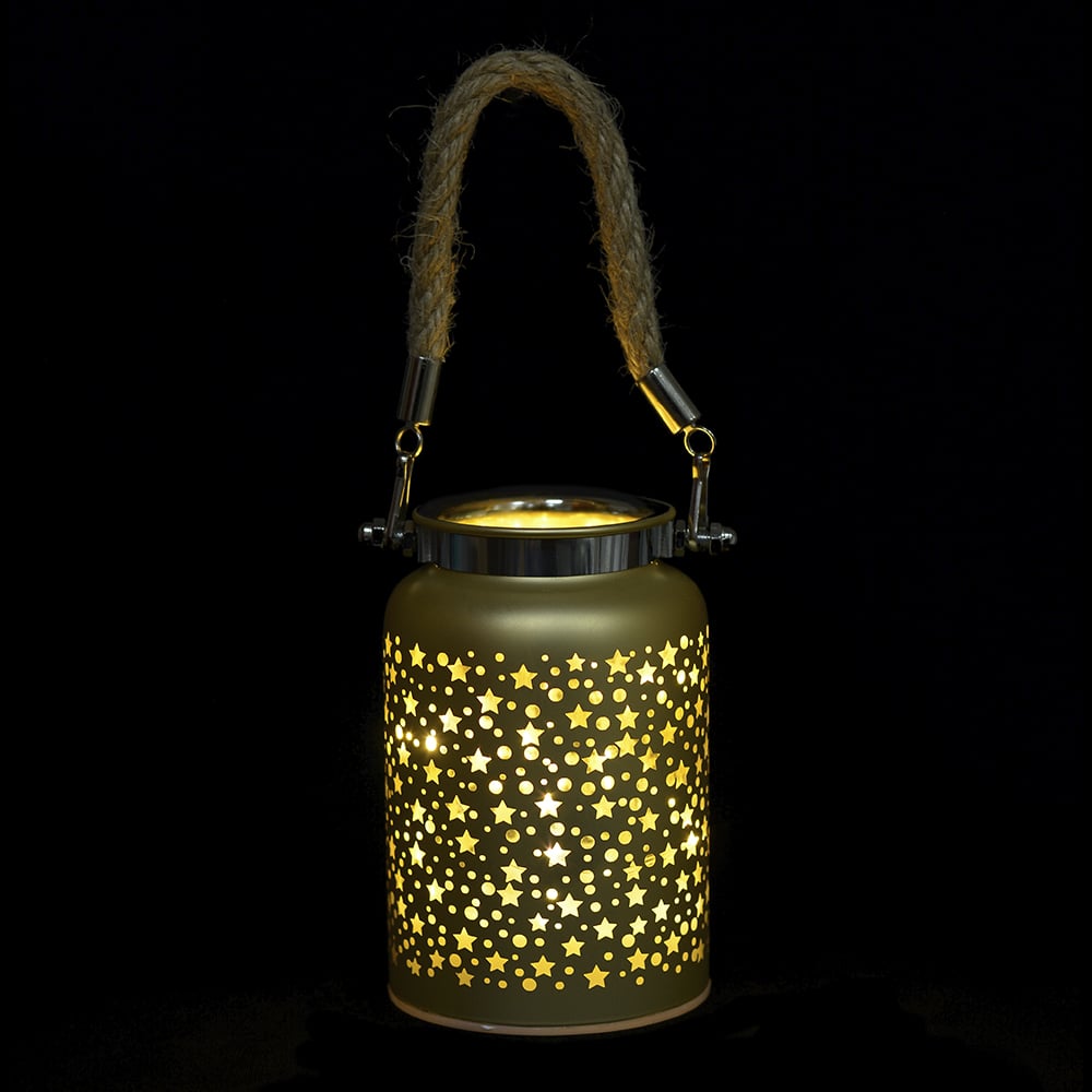 VASO NATAL  DECORATIVO C/LED 12cm (DOURADO)