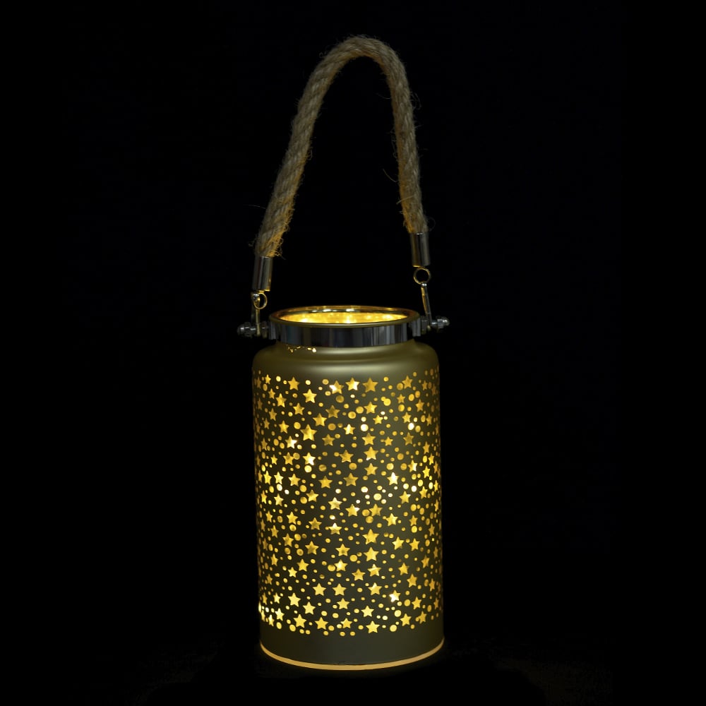 VASO NATAL  DECORATIVO C/LED 16,5cm (DOURADO)
