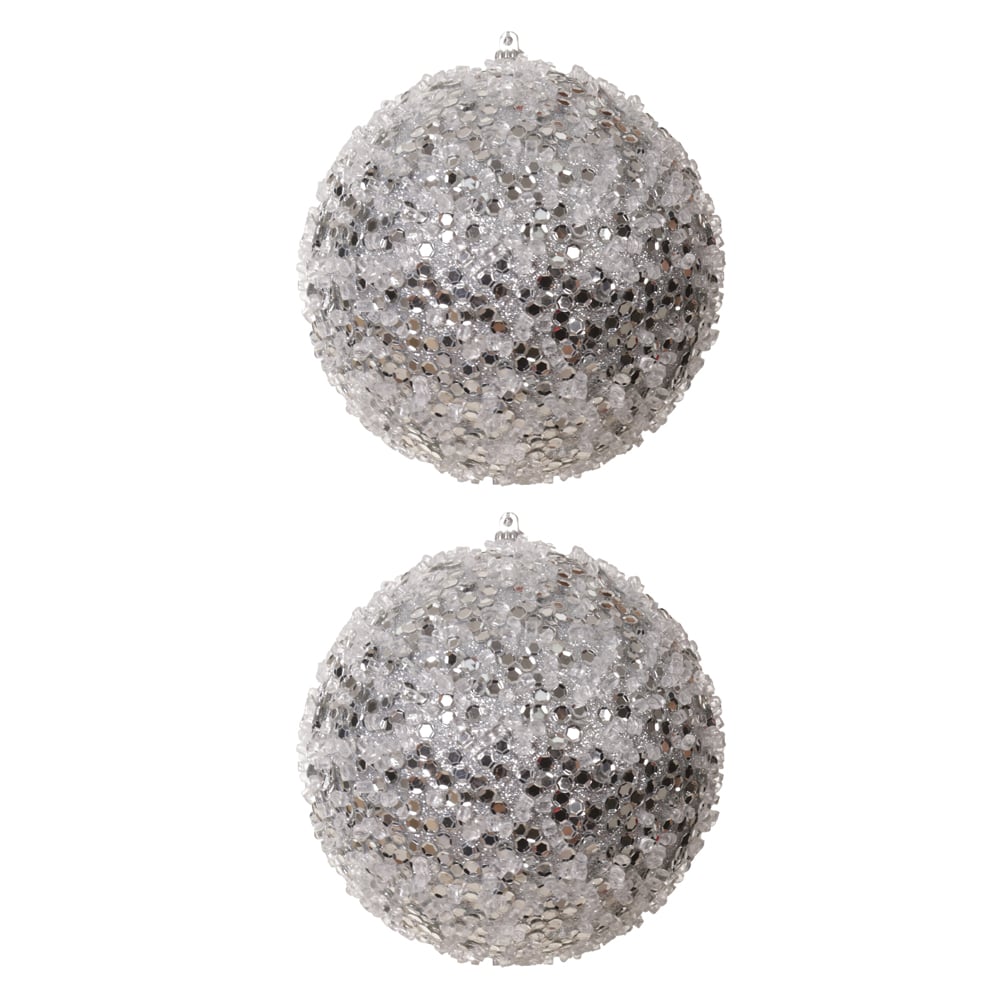BOLAS DECORADAS NATAL C/2 PVC (PRATA) 12D