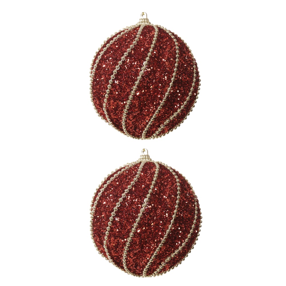 BOLAS DECORADAS NATAL C/2 PVC (VERMELHO DOURADO) 10D