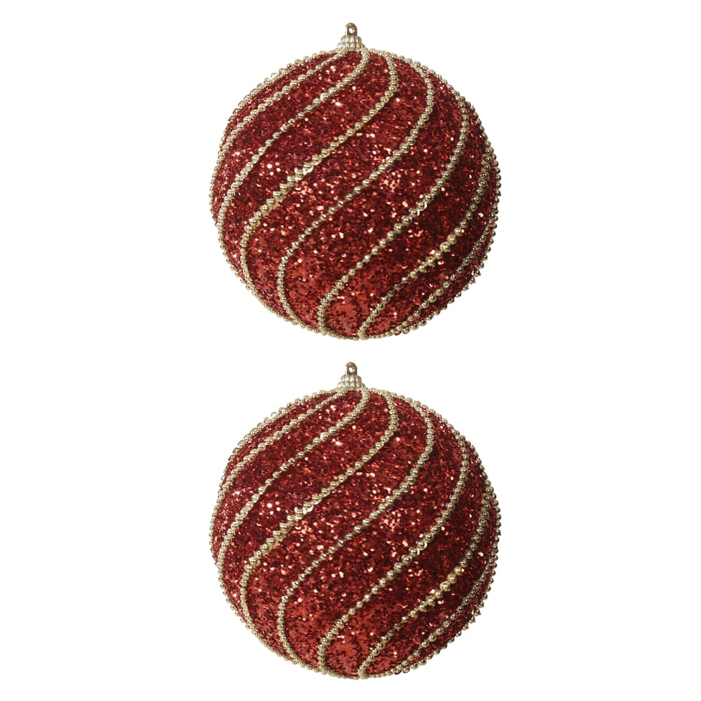BOLAS DECORADAS NATAL C/2 PVC (VERMELHO DOURADO) 12D
