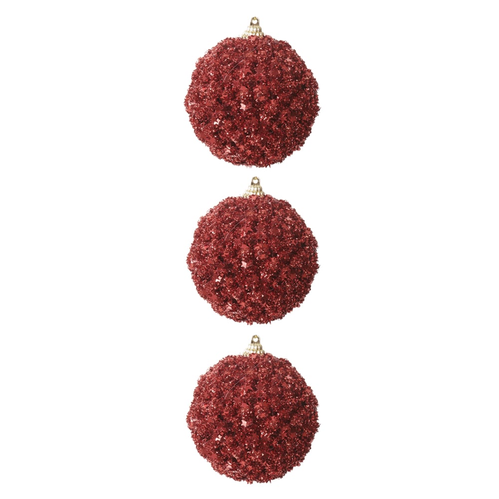 BOLAS DECORADAS NATAL C/3 PVC (VERMELHO) 8D