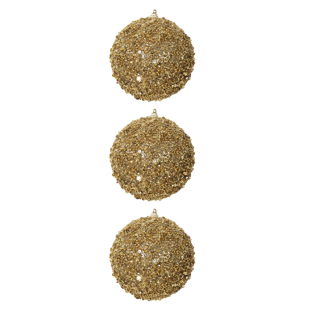 BOLAS DECORADAS NATAL C/3 PVC (DOURADO) 8D