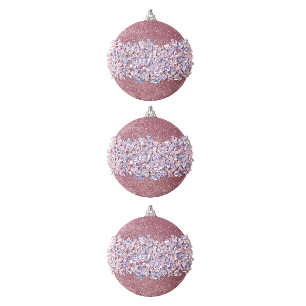BOLAS DECORADAS NATAL C/3 PVC (ROSA) 8D