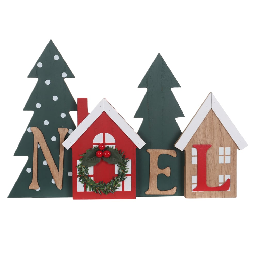 NATAL PLACA  NOEL DECORATIVA 25X3X35,5cm (COLORIDO)